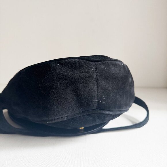 Vintage J. Renee Black Suede Shoe Embroidered Oval Crossbody Bag - Picture 11 of 12